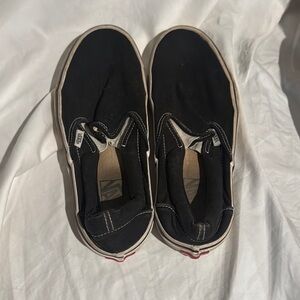 Vans Black Slip-On Sneakers with White Sole